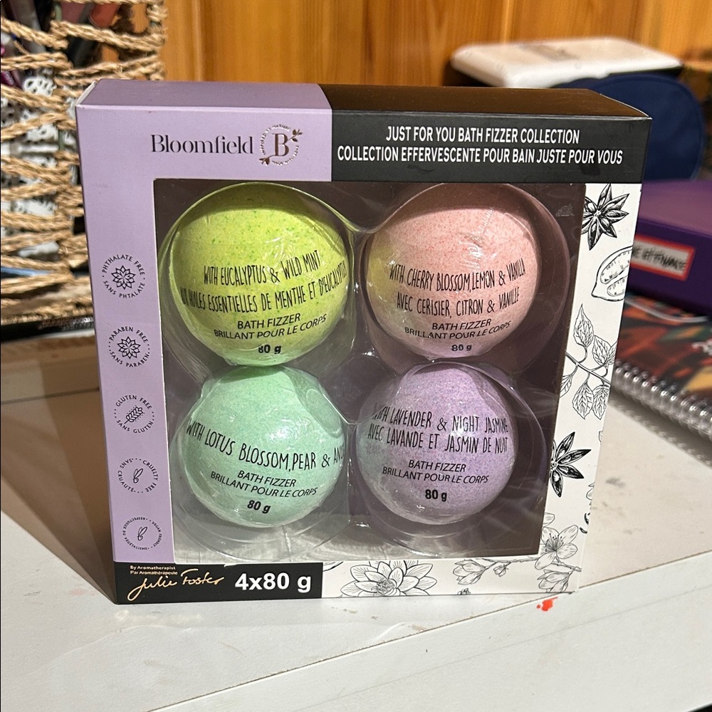 Bloomfield Bath Fizzer Set - Green, Purple, Pink, Cream